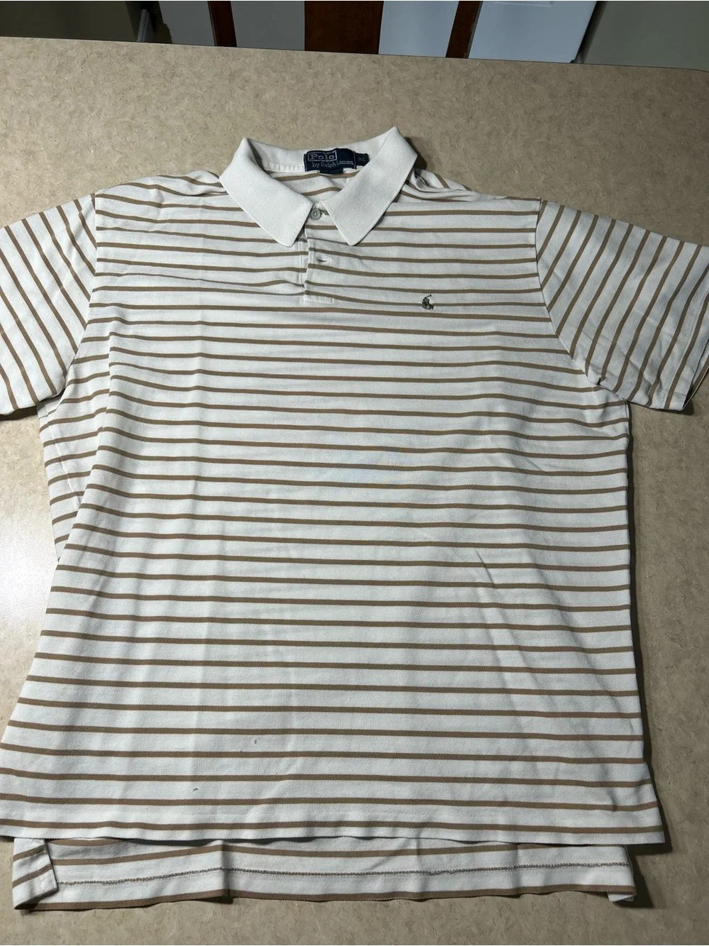 Pair (2) Polo By Ralph Lauren XL Teal And White With Brown Stripes Polos